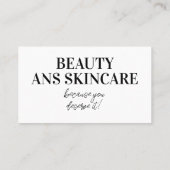 Esthetician Beauty Skincare Salon Minimalistisch Visitenkarte (Rückseite)