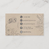 Esthetician Beige Suede Floral Line Art Script Visitenkarte (Rückseite)