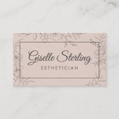 Esthetician Blush Floral Line Art Script Visitenkarte (Vorderseite)