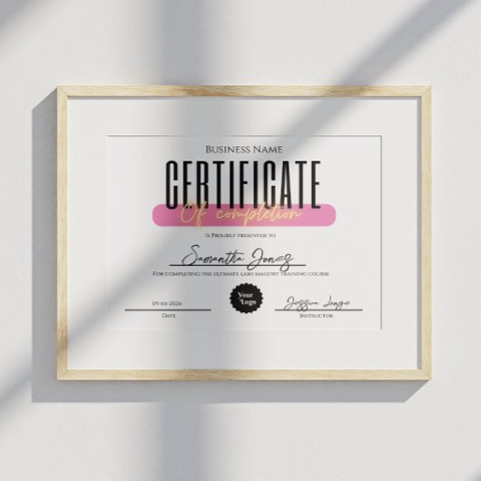 Esthetician Certificate Of Completion Awards Bold Poster