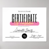 Esthetician Certificate Of Completion Awards Bold Poster (Vorne)