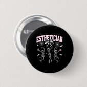 Esthetician Dancing Skeleton Halloween Bow Skin Button (Vorne & Hinten)