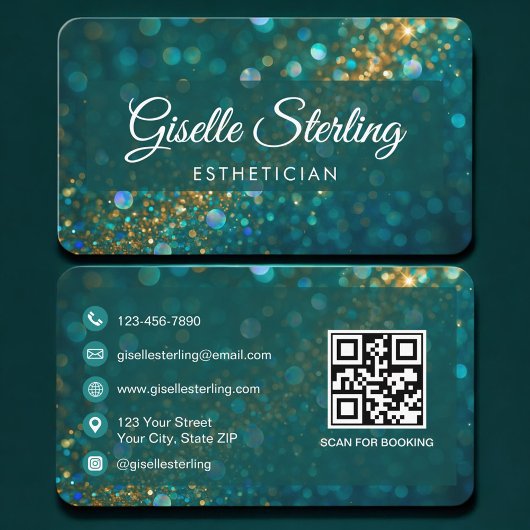 Esthetician Green Gold QR Code Professional Visitenkarte