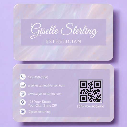Esthetician Iridescent QR Code Professional Visitenkarte