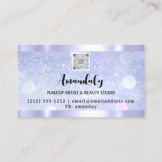 Esthetician Lash Nails Haar QR-Code Logo BlueFrame Visitenkarte (Rückseite)