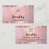 Esthetician Lash Nails Haar QR CodeLogo Rose Rosa Visitenkarte (Vorne/Hinten)