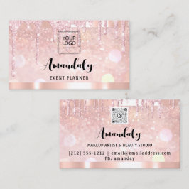 Esthetician Lash Nails Hair QR-Code Logo Rose Trop Visitenkarte