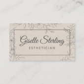 Esthetician Linen Floral Line Art Script Visitenkarte (Vorderseite)