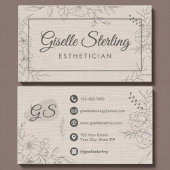 Esthetician Linen Floral Line Art Script Visitenkarte