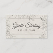 Esthetician Marble Stone Floral Line Art Script Visitenkarte (Vorderseite)