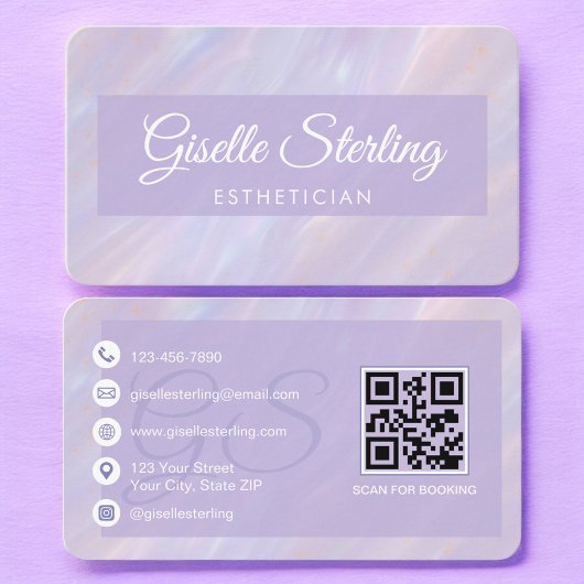 Esthetician Pastel Purple QR Code Visitenkarte