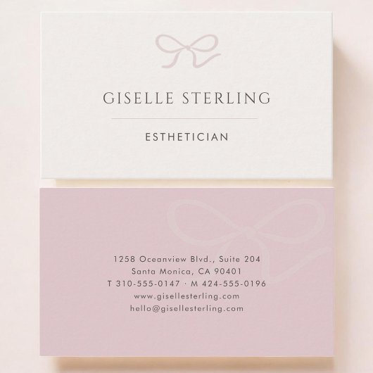 Esthetician Pink Bow Visitenkarte
