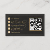 Esthetician QR Code Black Linen Luxury  Visitenkarte (Rückseite)
