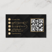 Esthetician QR Code Black Quilted Leather Luxury Visitenkarte (Rückseite)