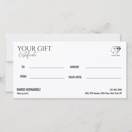 Esthetician Rose Gold Certificate Geschenkkarte (Rückseite)