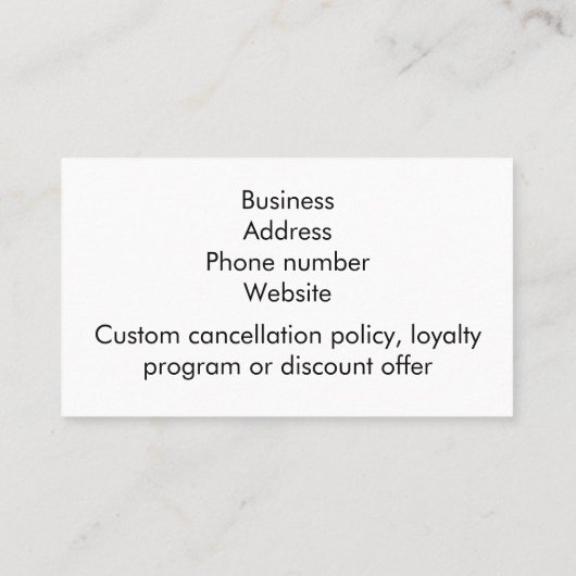 Esthetician-Visitenkarte Visitenkarte (Rückseite)