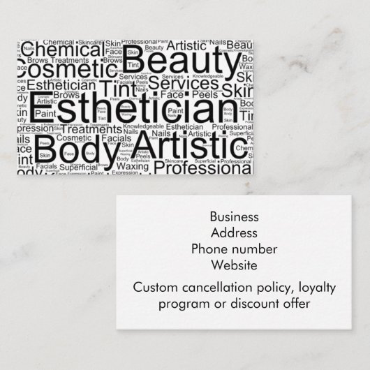 Esthetician-Visitenkarte Visitenkarte (Vorne/Hinten)