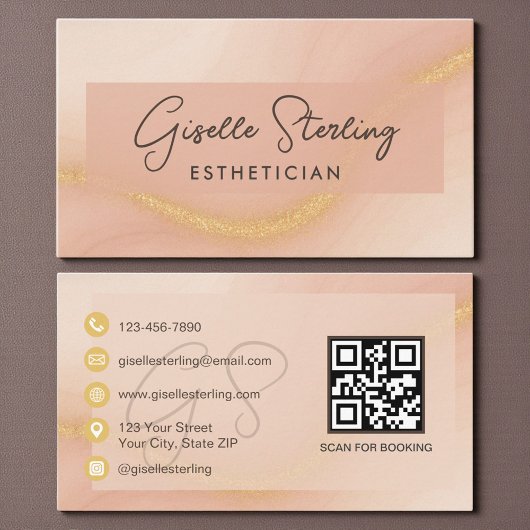 Esthetician Watercolor QR Code Visitenkarte