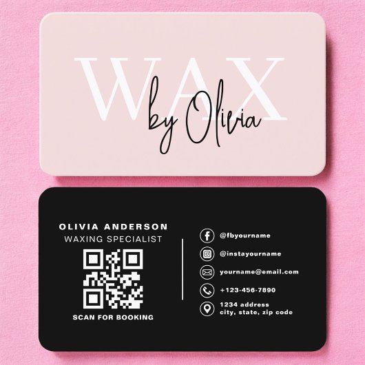 Esthetician Wax Specialist Pink QR Code Visitenkarte