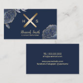 Esthetiker Gold Wax Stick & Tweezer Navy Floral Visitenkarte (Vorne/Hinten)