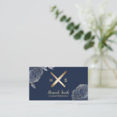 Esthetiker Gold Wax Stick & Tweezer Navy Floral Visitenkarte (Stehend Vorderseite)