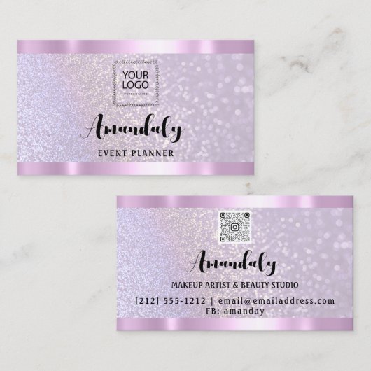Esthetiker Lash Nails Haair QR-Logo Rosa Visitenkarte (Vorne/Hinten)