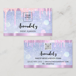 Esthetiker Lash Nails Haar QR-Logo Rosa Blau Visitenkarte