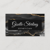 Esthetiker QR Code Black Gold Agate Luxus Visitenkarte (Vorderseite)