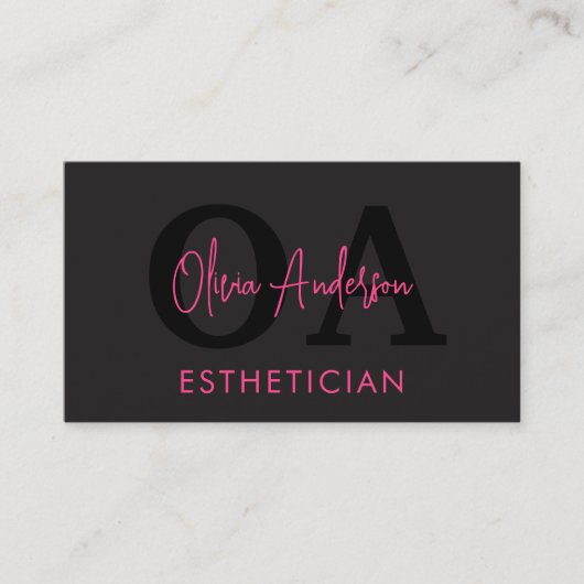 Esthetiker QR Code Hot Pink Black Social Media Visitenkarte (Vorderseite)