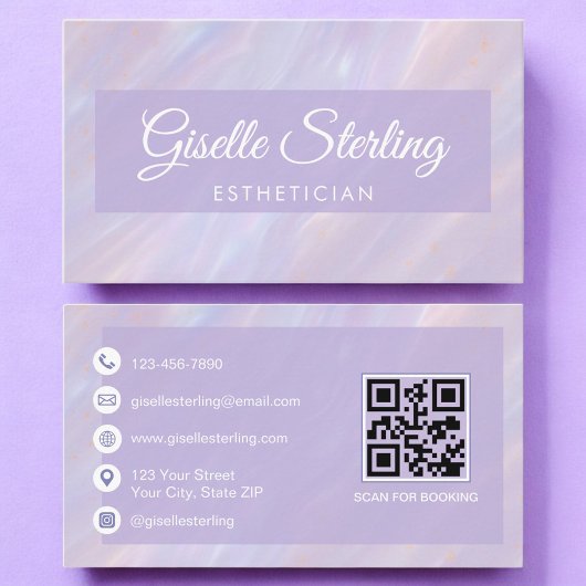 Esthetiker QR Code Iridescent Pastel Opal Visitenkarte