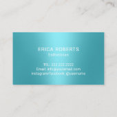 Esthetiker Turquoise Script Skincare Salon WELLNES Visitenkarte (Rückseite)