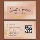 Esthetiker Watercolor Gold Monogram QR Code Visitenkarte