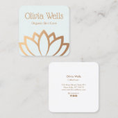 Esthetische Gold Lotus Blume Square Business Card Quadratische Visitenkarte (Vorne/Hinten)