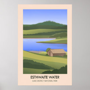 Esthwaite Water Lake District Reiseposter Poster