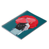 Estilizado Vermelho Figurativo Moda Japonesa Notizblock (Linke Seite)