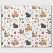 estive Meowy Christmas Cat Pattern Gift Geschenkpapier (Flach)