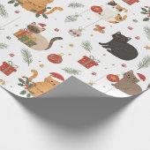 estive Meowy Christmas Cat Pattern Gift Geschenkpapier (Ecke)