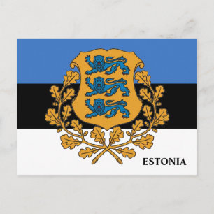 Estland Flag & Coat of Arms Postcard! Postkarte
