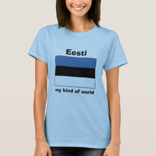 Estland-Flagge + Karte + Text-T - Shirt