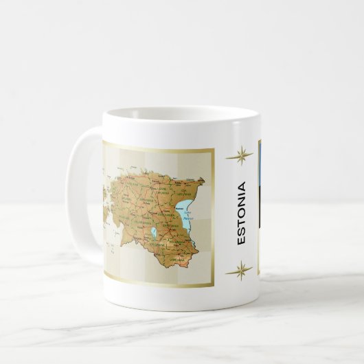 Estland-Flagge + Karten-Tasse Kaffeetasse (Vorderseite Links)