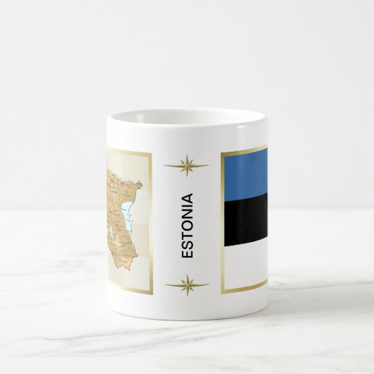 Estland-Flagge + Karten-Tasse Kaffeetasse (Mittel)
