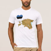Estland-Flaggen-Herz und Karten-T - Shirt (Vorderseite)