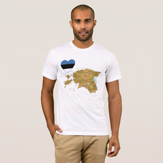 Estland-Flaggen-Herz und Karten-T - Shirt (Vorne ganz)