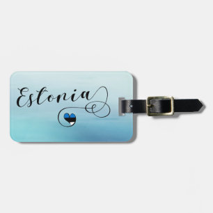 Estland - Gepäckmarke für Herz, Estnische Flagge Gepäckanhänger