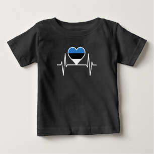 Estland Herzschlager Flagge Baby T-shirt