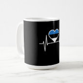 Estland Herzschlager Flagge Kaffeetasse (Vorderseite Links)