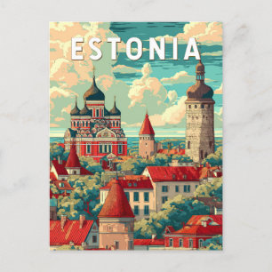 Estland Illustration Reise Kunst Vintage Postkarte