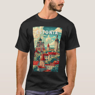 Estland Illustration Travel Art Vintag T-Shirt