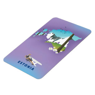 Estland Illustrierte Karte Touristenplakat Magnet