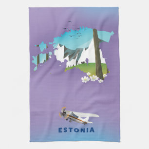 Estland Illustriertes touristisches Plakat Geschirrtuch